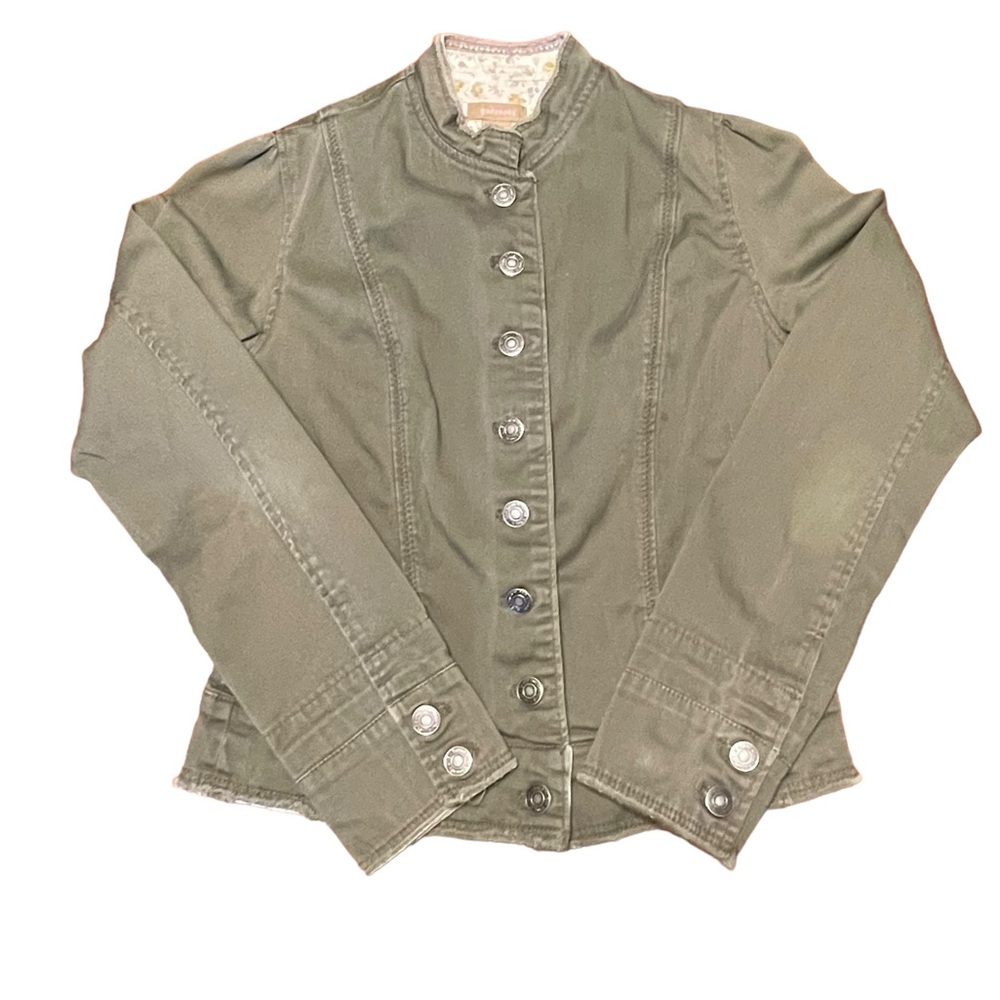Gadzooks women’s size small denim green y2k button up jacket military style